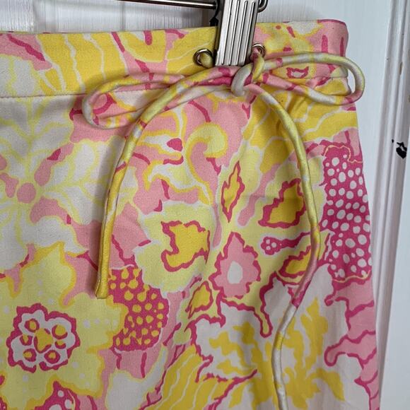 Tibi Yellow Pink Floral Ruffle Trim Drawstring Waist Skirt NEW W-398 Sz 8 - Picture 3 of 9